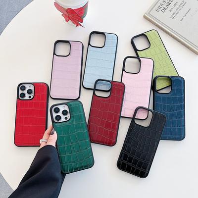 Crocodile Pattern Phone Case for Apple iPhone 16Promax-PU Leather PC Border Creative Shockproof Full Cover On iPhone