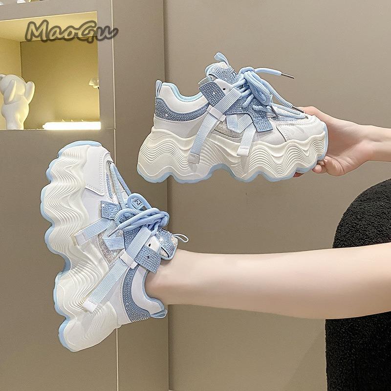 Fashion Thick Bottom Mesh Height Increasing 6cm Chunky Sneakers Women Spring Summer New Casual Sneakers Zapatillas De Mujer Size 35-40
