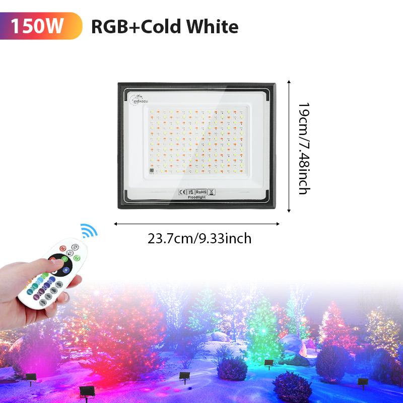 RGB LED Floodlight Remote Control 20W 30W 50W 100W 150W 200W Outdoor Spotlights AC220V Waterproof IP66  Outdoor Ambient Light