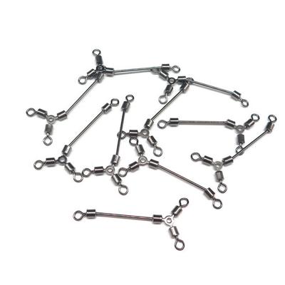 MUQZI Akcesoria sportowe 10 szt. Długie złącze wędkarskie Obrotowe obrotowe złącze ze stali nierdzewnej 3-kierunkowe obrotowe morze