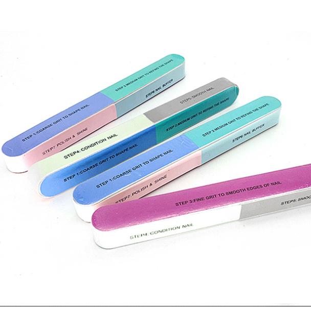 5/12 шт. 7-сторонний баф для ногтей, пилочки для шлифовки нейл-арта, баф-блок, инструменты для маникюра и педикюра, губка с песчаной поверхностью, пилка для ногтей 12pcs