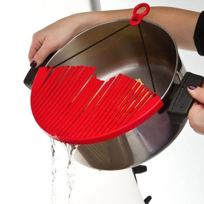 SHOP-STORY - Universal Colander New Generation Red Drainer Easy To Store and Compatible All Sizes Pots