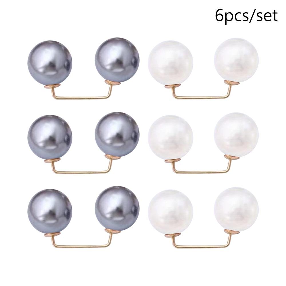 3/6/8PCS Adjustable Collar Clip Pearl Brooch Non-Slip Brooches New Safety Pins  Dress Decoration