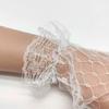 1 Pair Bridal Gloves Ruffle Cuffs Wrist Length Sheer Breathable Elegant Wedding Clothes Accessories Solid Color See-through Lace Wedding Gloves for