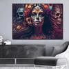 Day of The Dead Flowers and Beauty Skull Posters Prints Woman Halloween Canvas Painting Abstract Wall Art Picture Decoration