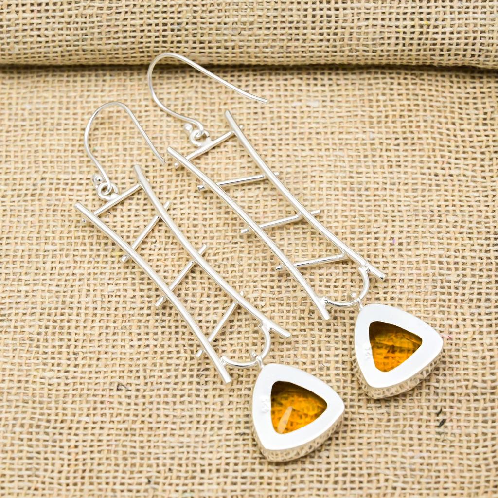 Citrine Earrings, 925 Solid Sterling Silver Gemstone Jewelry, Handmade Earrings, For Thanksgiving