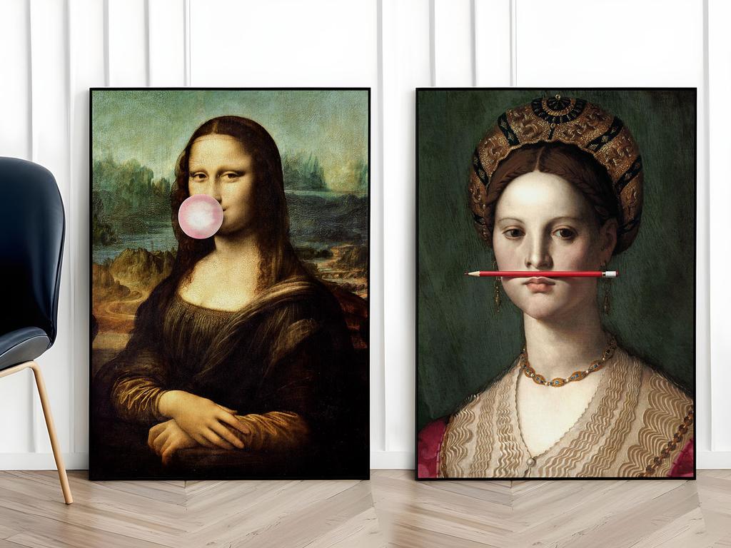 Zestaw plakatów mona lisa ołówek