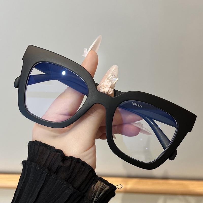 Oversized Square Frame Anti-Blue Light Glasses Woman Fashion Retro Men Computer Gaming Eye Protection Classic Plain Spectacles