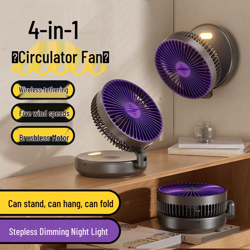 4800mAh Wall-Mounted Silent Folding Luminous Fan for Desktop, Office, or Student Use