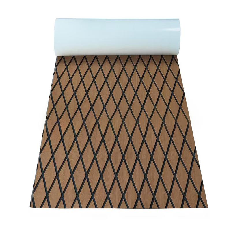 2400x450x6mm Eva Self-adhesive Diamond Foam Boat Flooring Decking Sheet Faux Teak Boat Yacht Rv Floor Mat Non-slip Marine Grade
