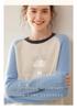 2025 Autumn/Winter Women's Color Block Cashmere Round Neck Loose Knit Sweater