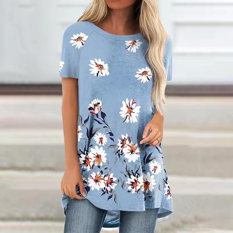Summer Rose Floral Painting 3D Print T-shirt Streetwear Women Short Sleeve Flower T Shirts Y2K Tops Tees Girl Oversized Clothing