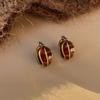 Dripping Oil Retro Simple Gradual Change Round Earrings Light Luxury Ear Buckle Niche Personality Versatile Earrings Women