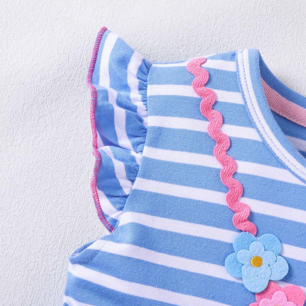 Girls Summer Cotton Sleeveless Unicorn Striped Princess Dress For Kids And Toddlers