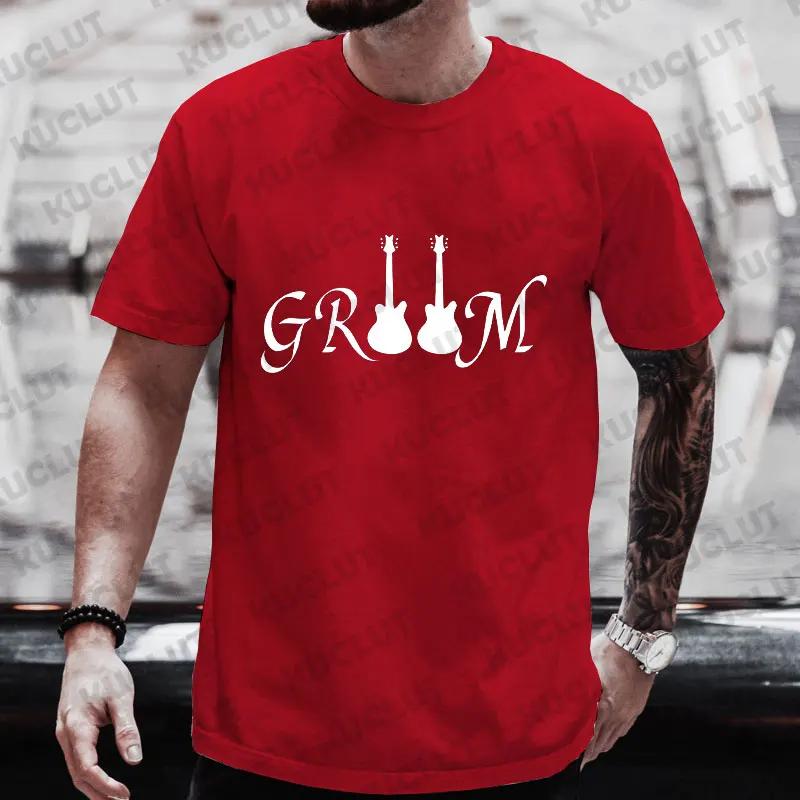 Guitar Graphic Tops Team EVG Groom Squad Best Man T Shirt Groomsman Tees Single Farewell Bachelor Stag Party Wedding Blouses