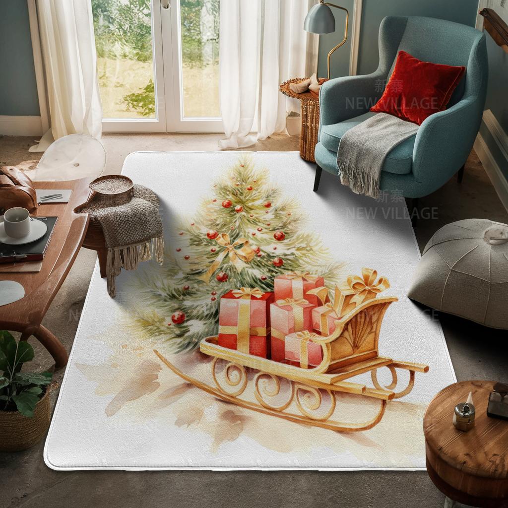 House Entrance Carpet Home Door Mat Living Room Bath Foot Bathroom Non-slip Water Absorption Rugs Bath Merry Christmas Winter