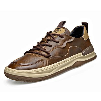 Modedesigner Neue Herren Dicksohlige Board Schuhe Frühling Herbst Tragen Bequeme Herren Leder Freizeitschuhe Einfarbig Herren Sneaker