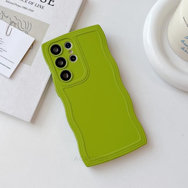S 24 23 22 21 Curly Wavy Liquid Silicone Case For Samsung Galaxy S24 S23 S22 S21 S20 Plus Ultra Fe S10 Protect Soft Cover S23fe