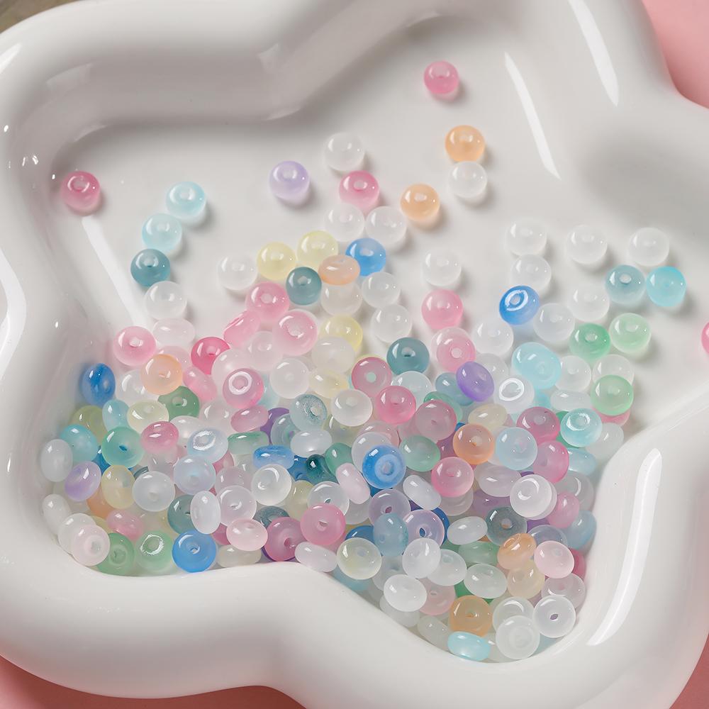 100pcs/lot Glass Imitation Jade Beads Flat Round Spacer Beads Mixed Bead for DIY Necklaces Bracelets Jewelry Making Accessories