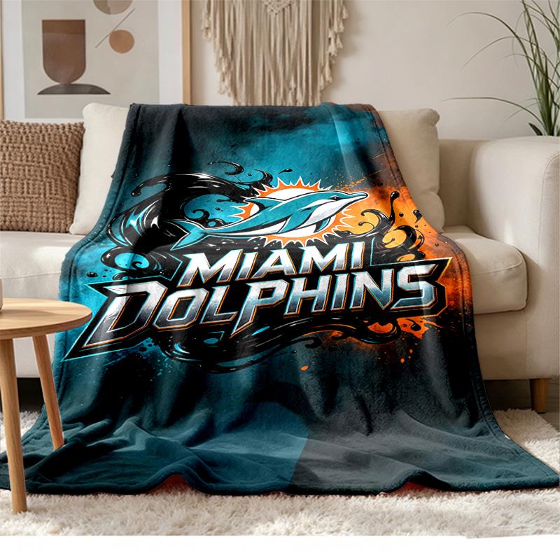 Miami Dolphins Soft and Comfortable Flannel Suitable for Sofas Living Rooms Outdoor Camping Travel and Also Makes a Great Anniversary Gif