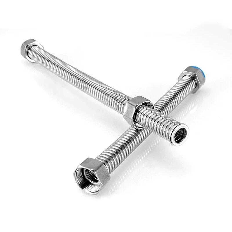 Tubo Corrugado de Acero Inoxidable 304 de 1/2" Manguera Metálica Flexible 10~200cm Tubería de Fontanería para Calentador de Agua Tubo para Cabezal de Ducha Accesorios
