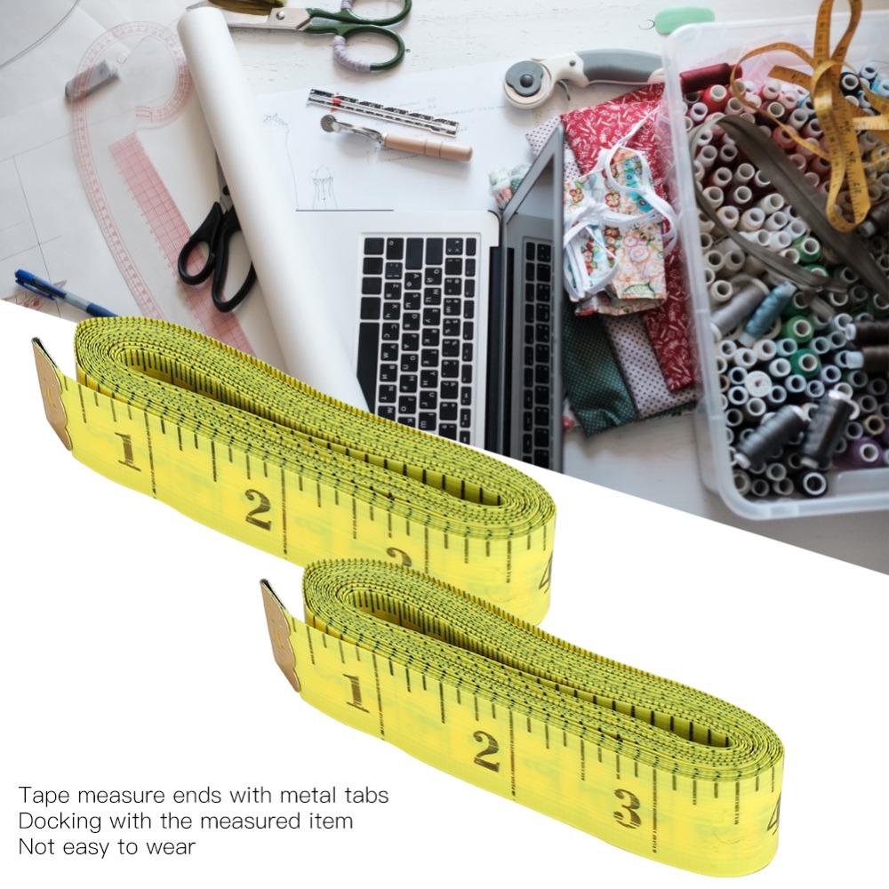 10Pcs Yellow Soft Tape Measure Double Scale Dressmaker Ruler  For Weight Loss