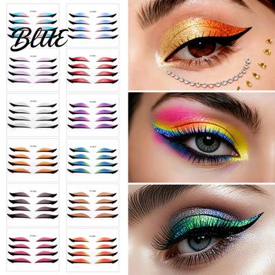 Trwała Dekoracja Oka 8 Sztuk Samoprzylepne Naklejki Eyeliner Wodoodporne Brokatowe Tatuaże