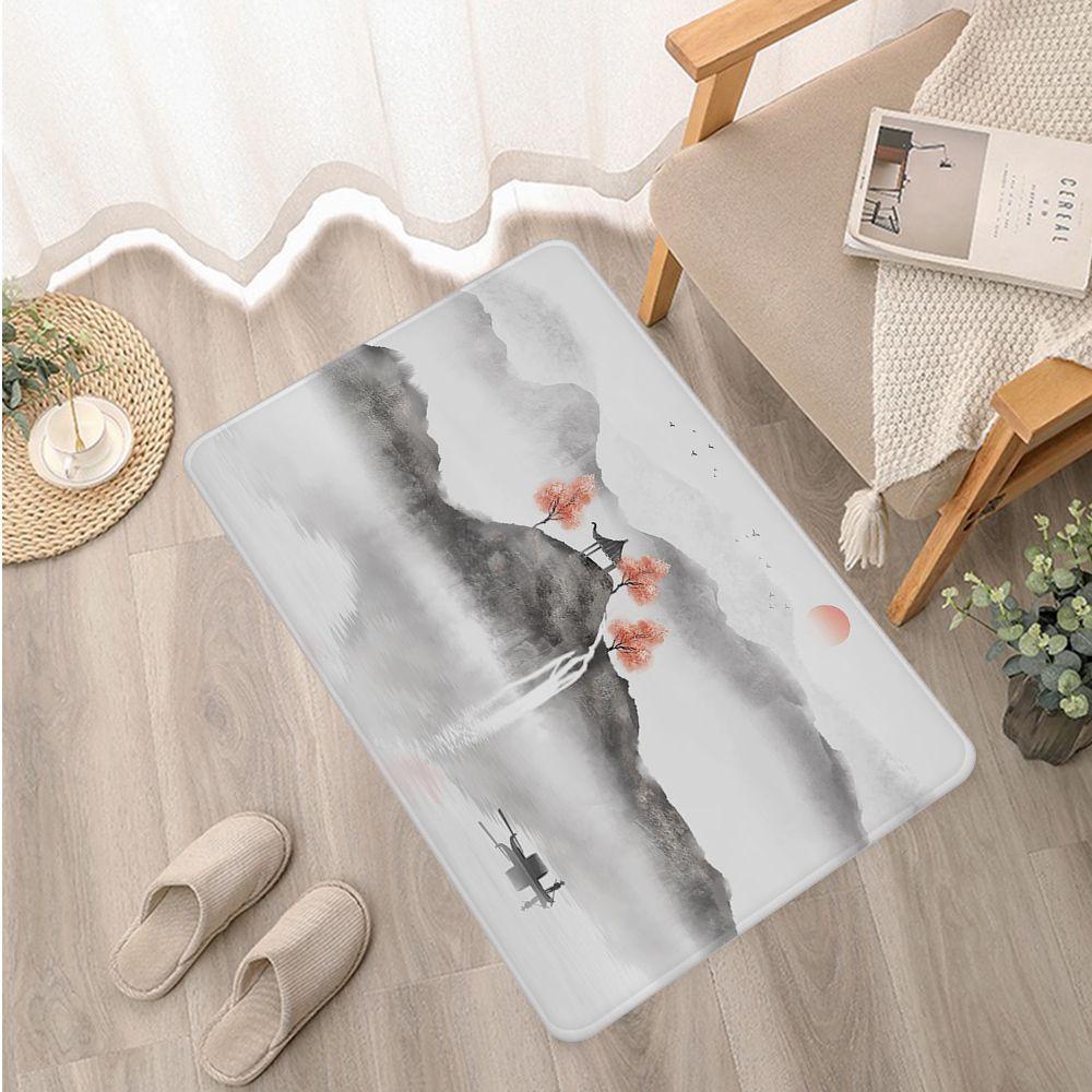 

Нескользящий дверной коврик для спальни, спальни, балкона, гостиной, прикроватный ковер, китайский пейзаж, коврик для ванной комнаты 40x60cm