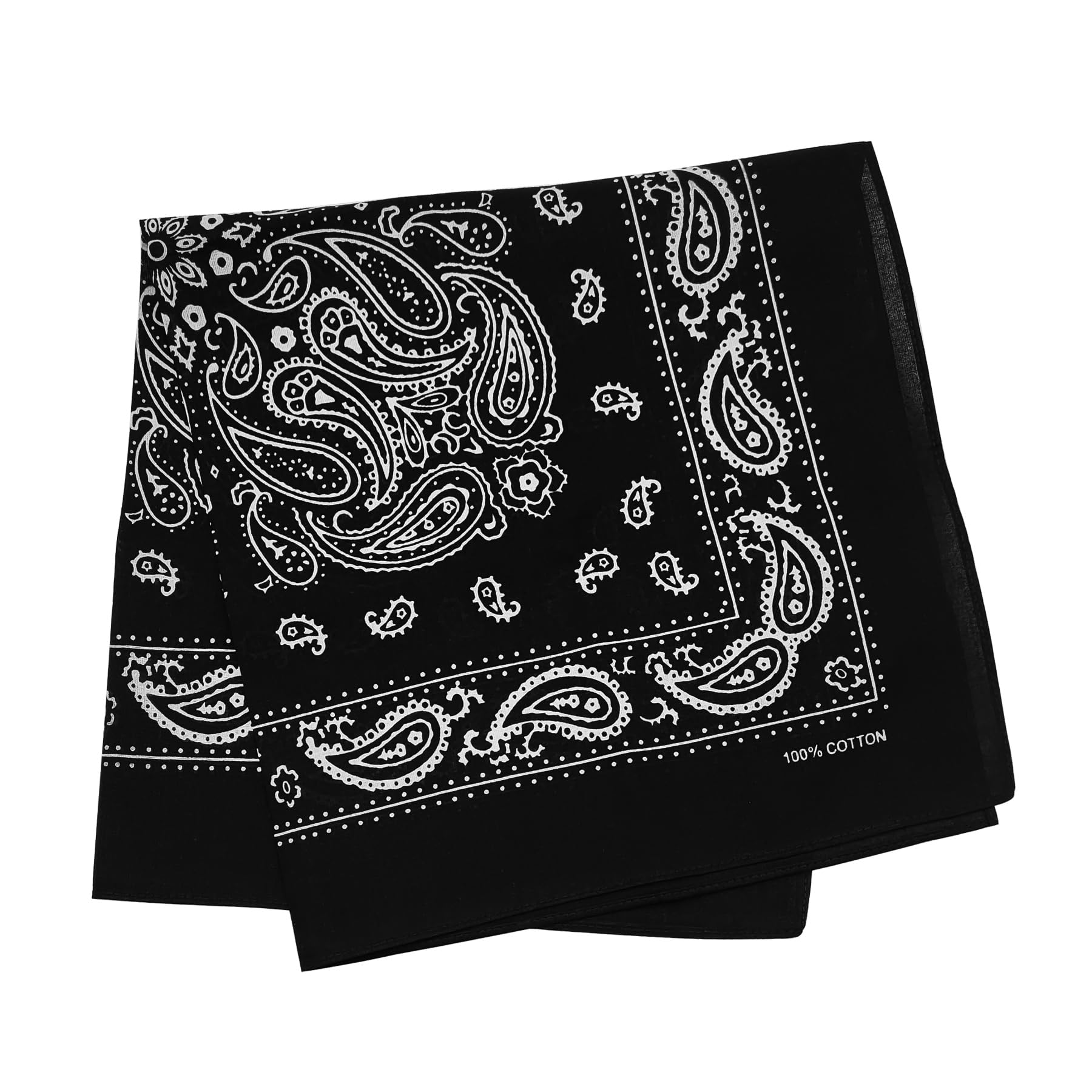 Trifong bandana black 100% cotton paisley handkerchief adult bandana cotton cashew unisex 55cm x 55cm black