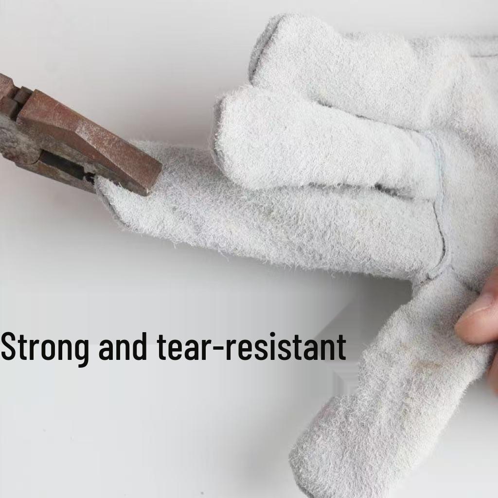 Extended Length Double-Layer Cowhide Welding Gloves: Heat-Resistant, Non-Stitch, Wear-Proof, Anti-Scald Protection
