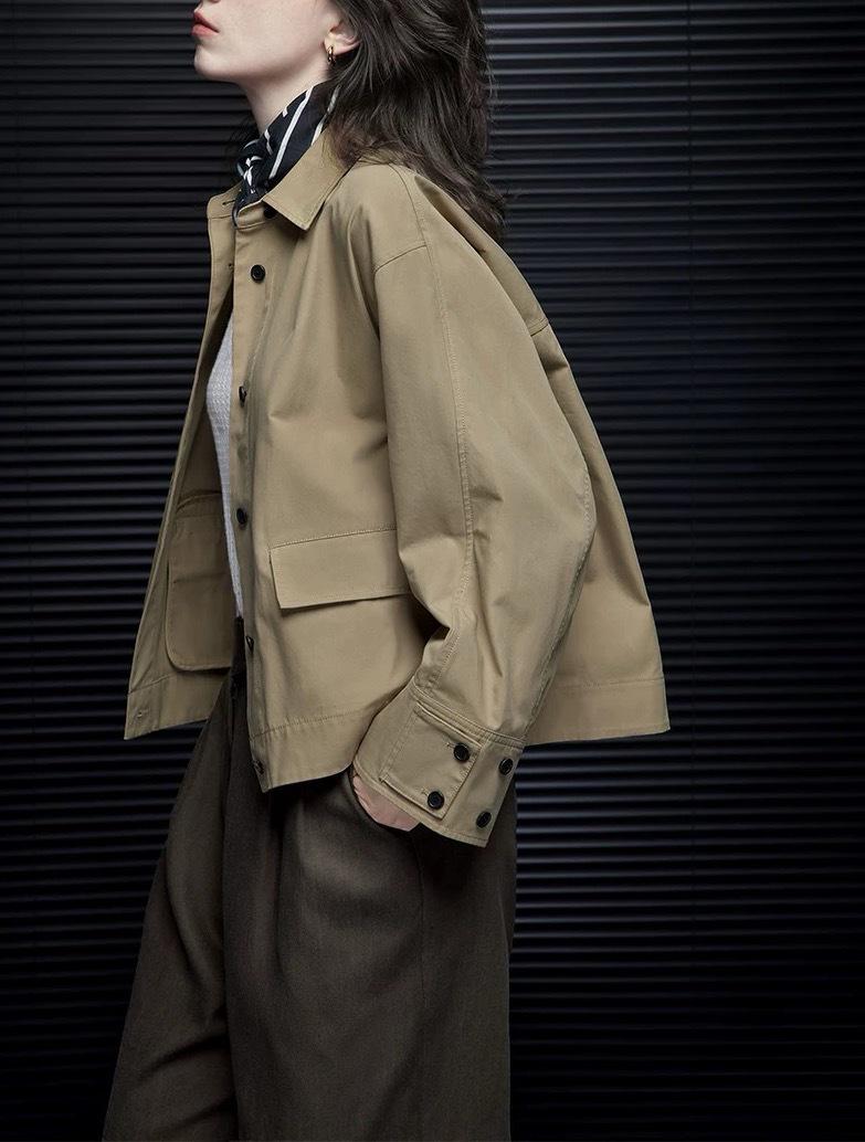 

Женская свободная повседневная осенняя куртка - Простой и универсальный дизайн M хаки