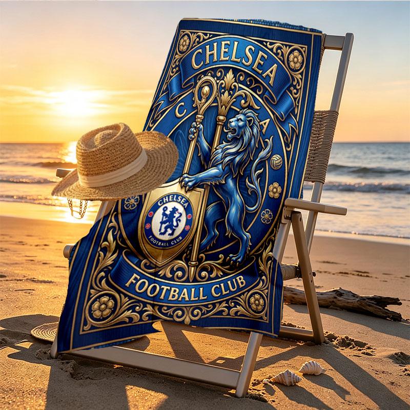 Chelsea FC Print Beach Towel Design, Soft, Lightweight. for Home Bathroom, Spa, Pool, Yoga, Surfing, Camping, Gift for Family, Friend