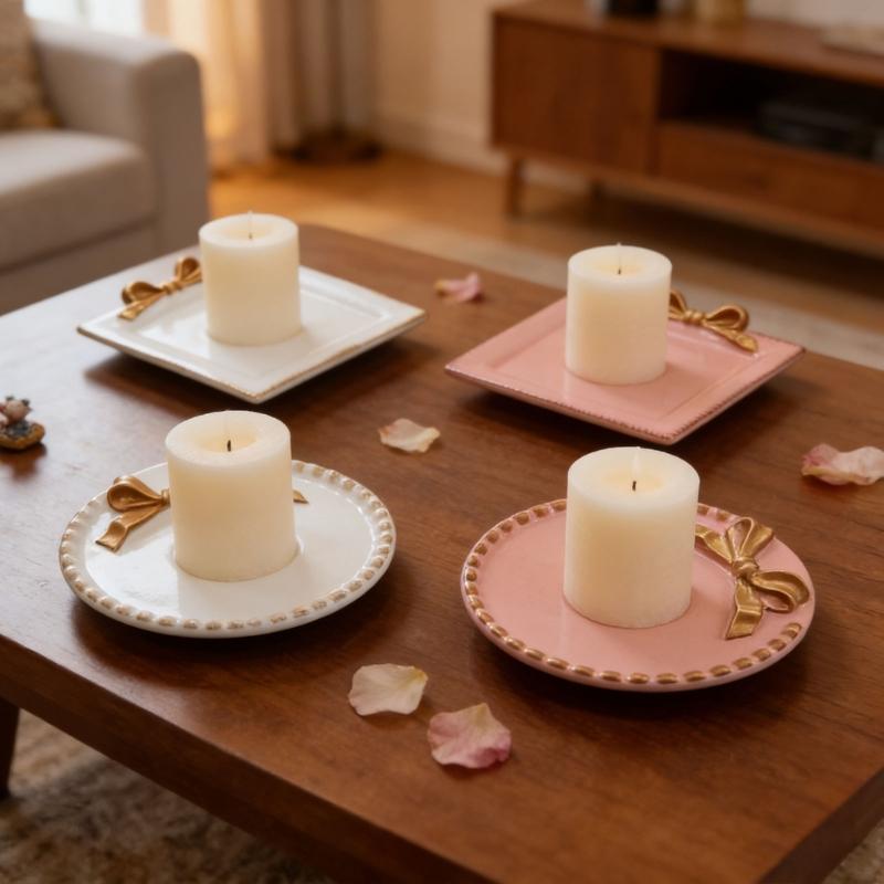 Durable Resin Candle Tray Holder Featuring Retro Design For Easy Cleaning And Desk Organization In Busy Lifestyles