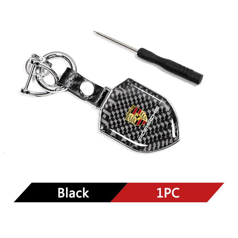 

Carbon Fiber Car Logo Keychain Shield Type Key Ring For Porsche Panamera Cayenne Taycan 911 718 Macan Carrera-GT 928 944 968 944 чёрный