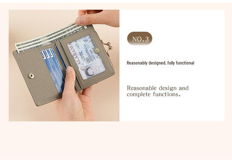 Damen-Münzbörse aus Leder im japanischen Stil mit RFID-Schutz und Legierungsklammer