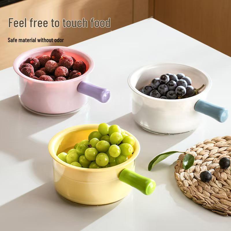 Double-Layer Vegetable and Fruit Washing Basket with Handle