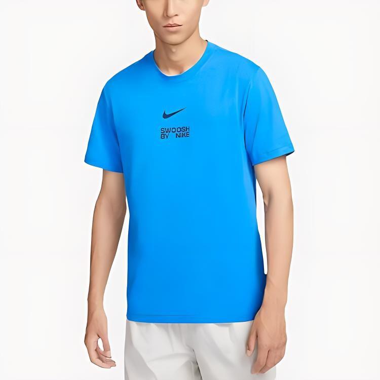 Nike T Shirts Men's Light Photo Blue Crew Neck Moderate Straight Fit FD1245-406