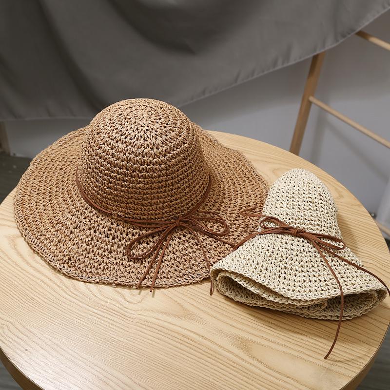 Women's Summer Straw Hat, Fresh and Simple Korean Style, Versatile for Beach Trips, Sunshade Sun Hat, Wide Brim Sun Protection Fisherman Hat