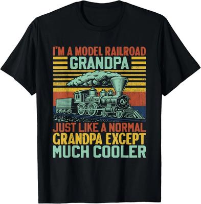 Model Railroad Grandpa Funny Train Lover Steam Engine T-Shirt