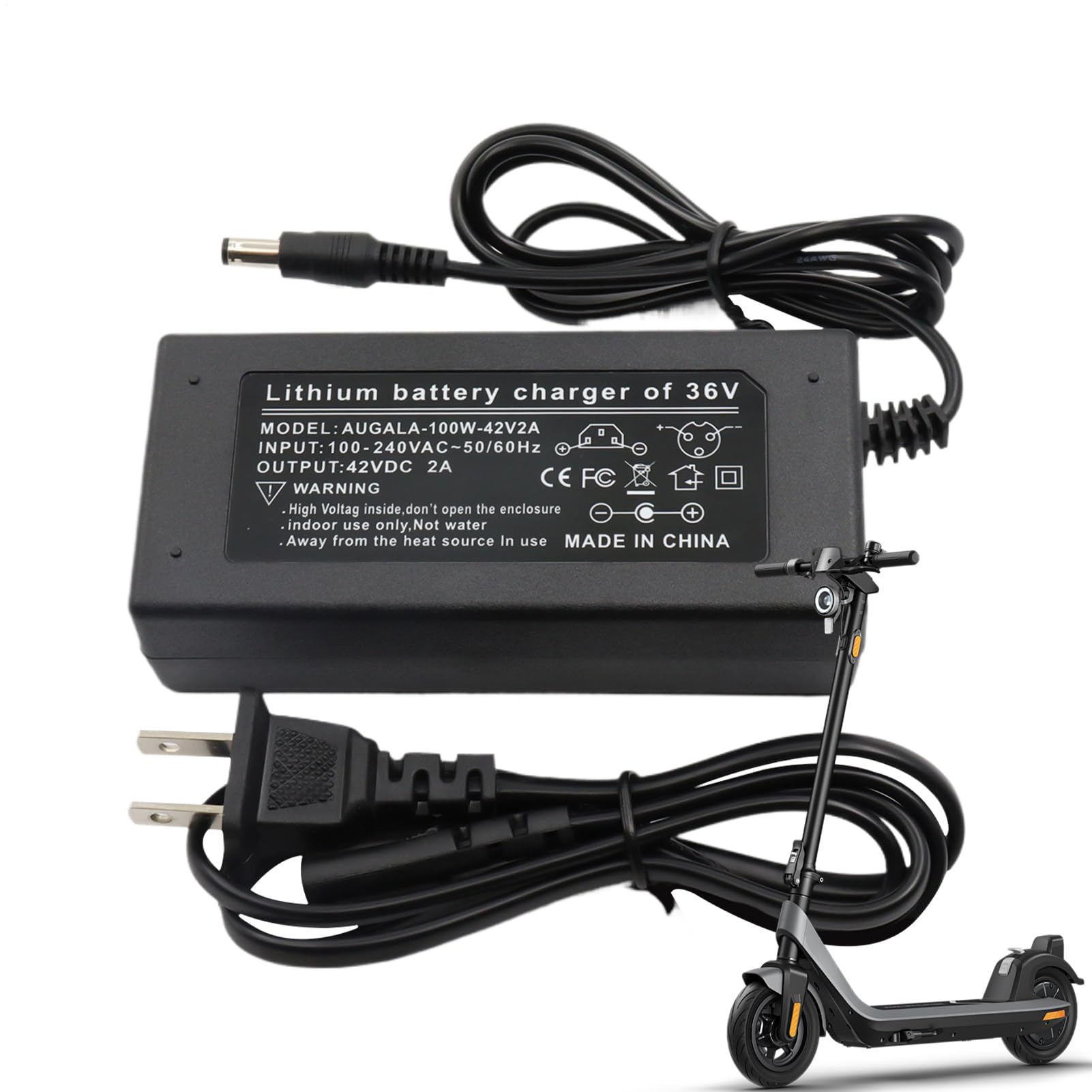 

42V New Energy Car Charger, Electric Kickboard, Car Charger, Charging Connector, Highly Compatible See description чорний