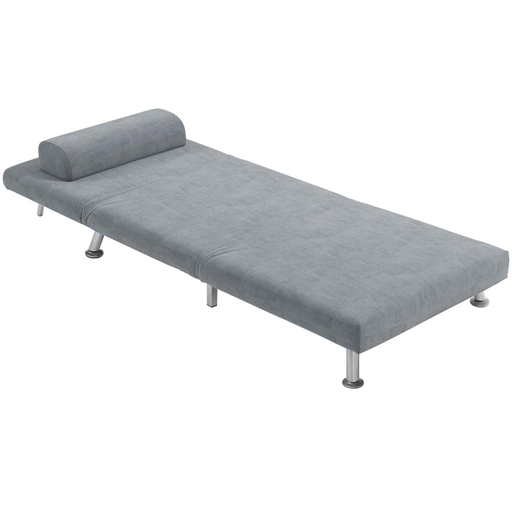 Single Velvet-Feel Sleeper Chair - Grey