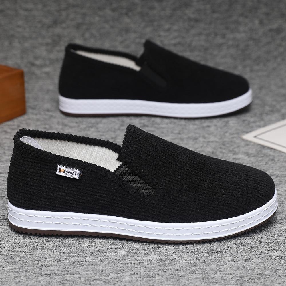 Old Beijing cloth shoes men's shoes velvet breathable casual single shoes men's platform work shoes lightweight one-pedal shoes men