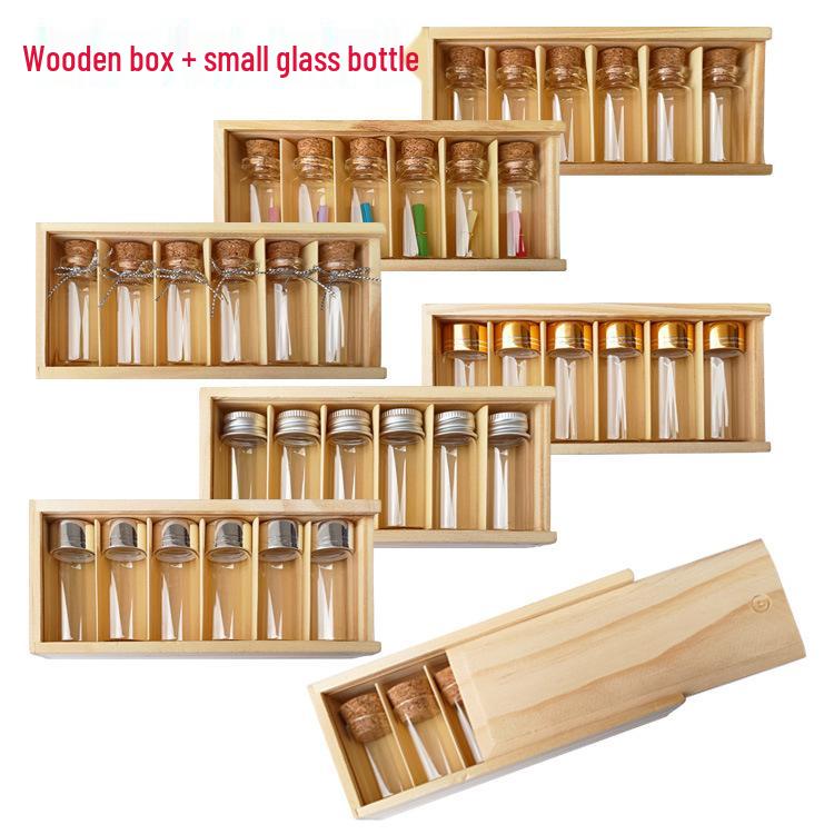 Agarwood Travel Bottle Set: Creative Gift with Wooden Box, Aluminum Lid & Wood Stopper.