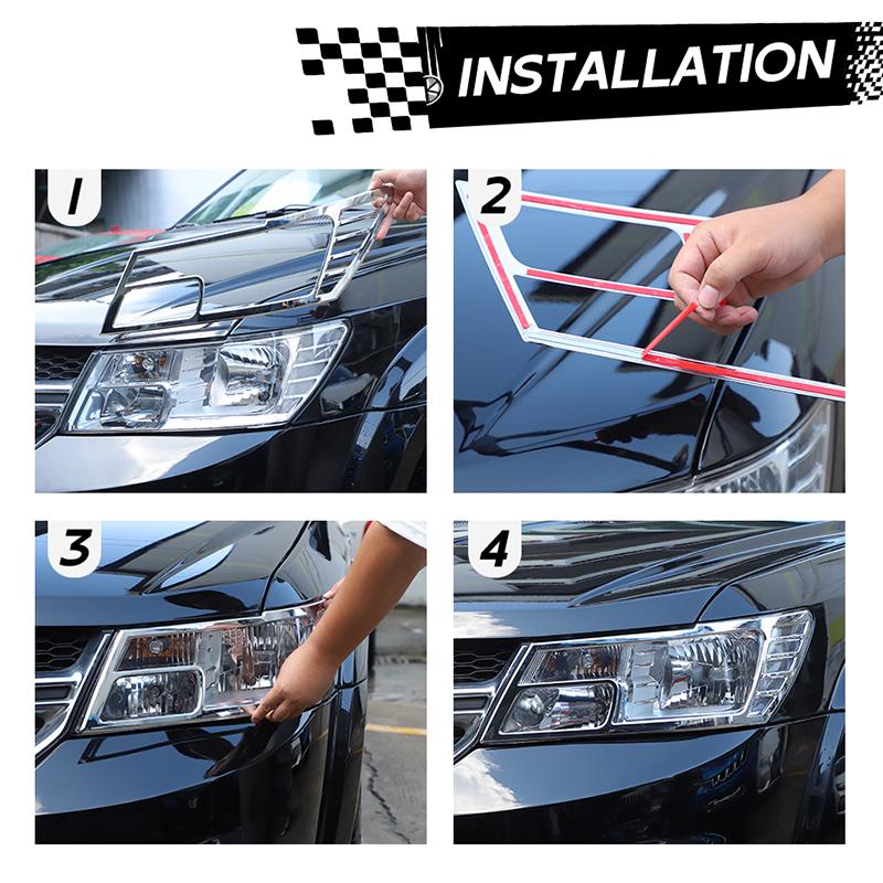 Car Front Headlight Covers  ABS Lamp Decoration For Dodge Journey 2011-2020 Exterior Accessoriess 