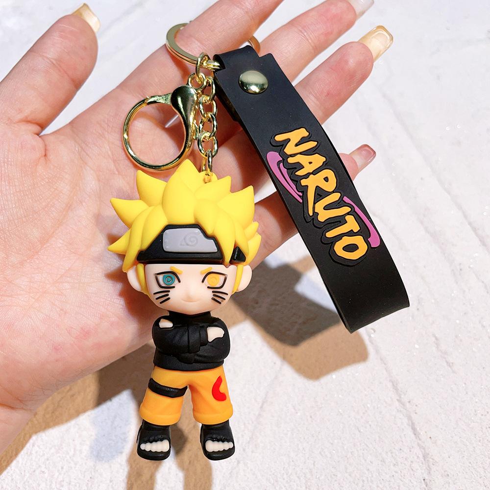Cartoon PVC Naruto Anime Peripheral Toy Doll Keychain Naruto Silicone Figure Car Key Chain Christmas, Halloween Gift