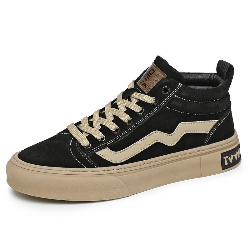 

Mid-top men s shoes autumn and winter solid color thick baseplate shoes student lace-up retro shoes fashion outdoor casual trendy shoes 39
