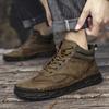 Men's Retro Genuine Leather Large Size Casual Shoes Winter Plus Velvet Warm Ankle Boots Spring and Autumn Men's Mid-cut Short Boots