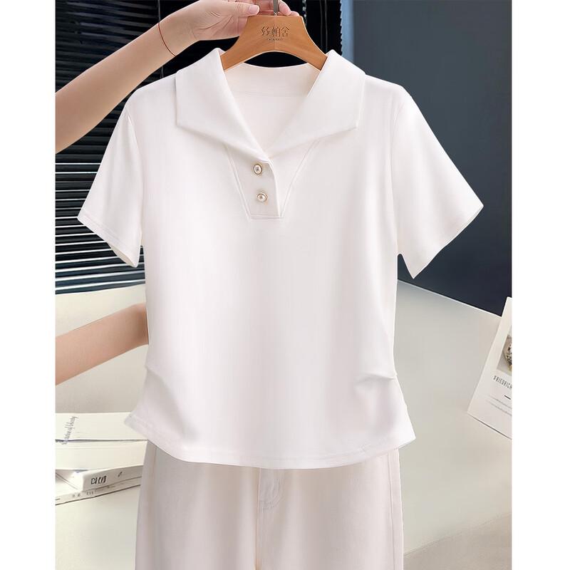 Sibaishe Women s Lapel Short Sleeve T-Shirt M