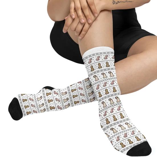 Skarpetki Walentynkowe Z Zabawnymi Wzorami Piersi Skarpetki Męskie Damskie Elastyczne Zabawne Skarpetki do Połowy Łydki Walentynkowy Prezent Rocznicowy dla Niego Niej