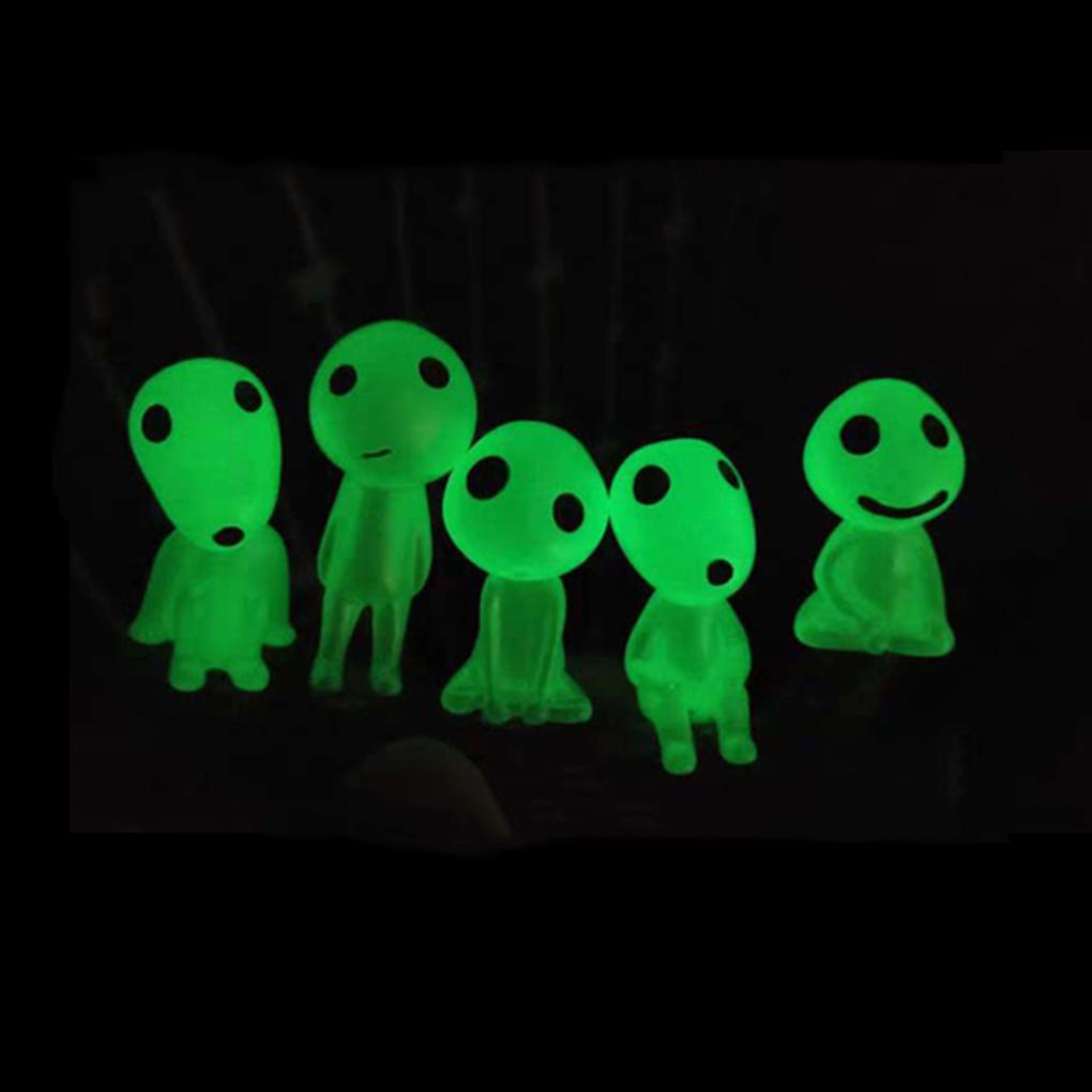 6 Pieces Specter Miniature Ornaments Luminous Alien Car Decoration Resin Statue Flower Pot Garden Landscape Decor